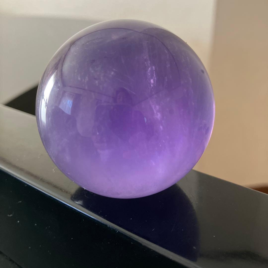 L Lさま専用菫色！フローライト　スフィア　天然石置物　E137