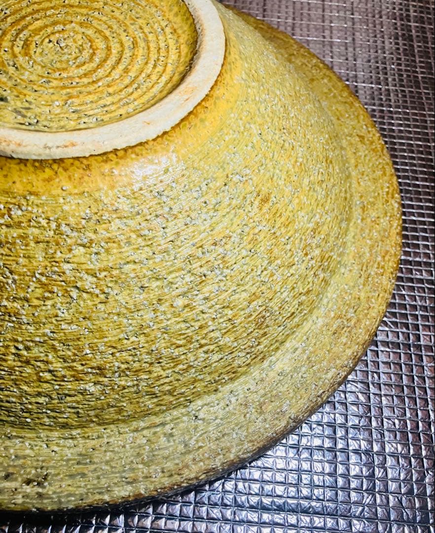 焼物　生花の水盤　黄色い