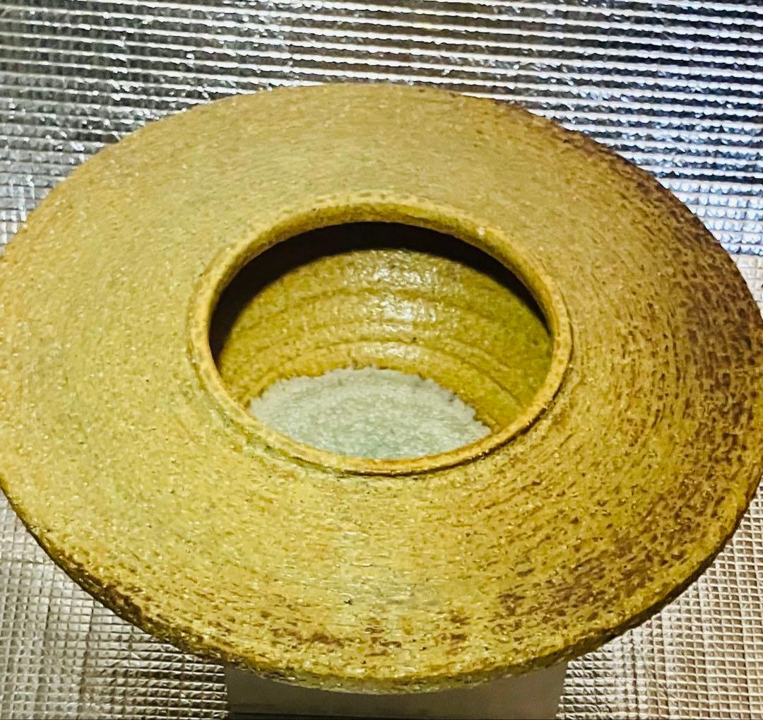 焼物　生花の水盤　黄色い