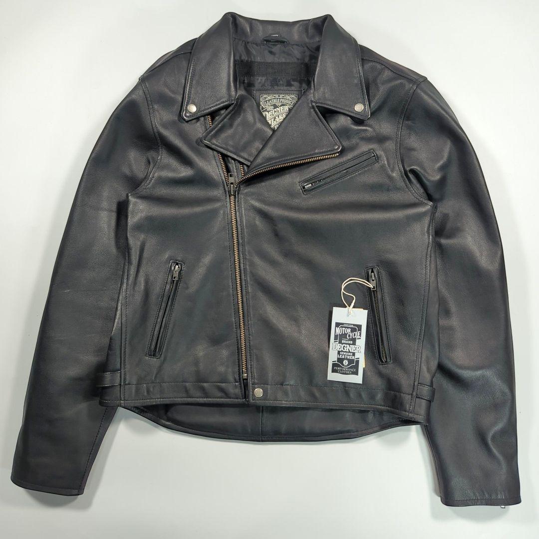 未使用タグ付き.デグナー 2XL ダブルライダース　レザージャケット パット入り
