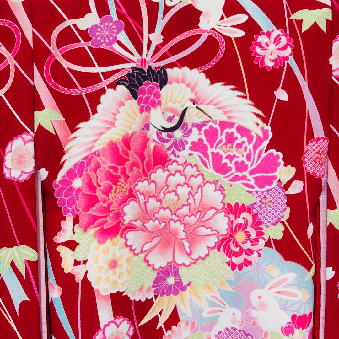 【JAPAN STYLE 】お宮参り 産着 合繊 洗える着物ワインレッド 襦袢付