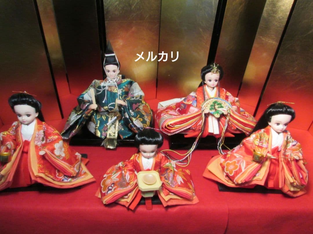 リカちゃん★親王 三人官女☆五人飾り お雛様 雛人形★カスタム