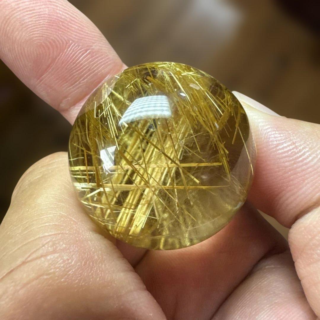 【極上品】ゴールドルチルスフィア　丸玉　クリア