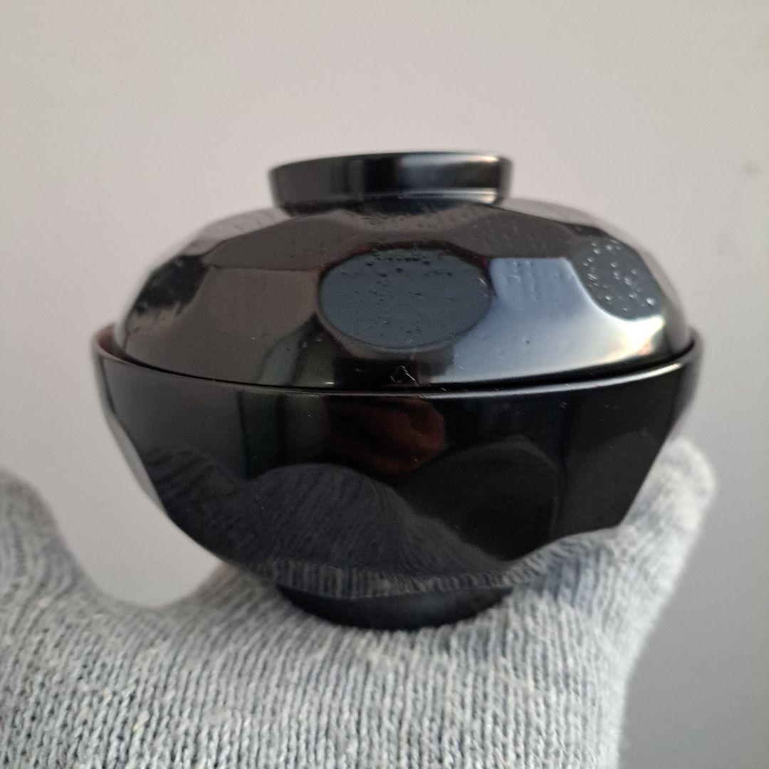 【亀甲彫　御吸物椀×5客】天然木製　　未使用/長期保管品