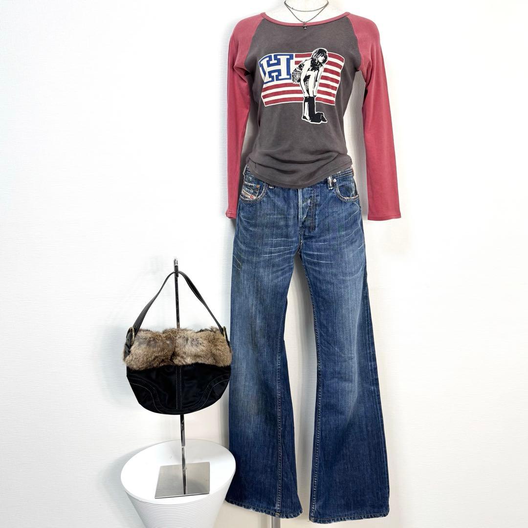 y2k❤️ 00s HYSTERIC GLAMOUR 星条旗 ガール ロゴ ロンT