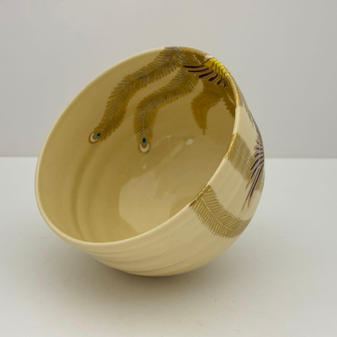 茶道 茶碗 鍵屋 粟田焼 安田浩人 鳳凰絵茶碗 未使用 共箱 茶道具