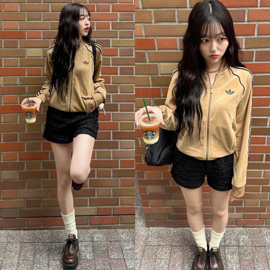 新品XL⭐️adidas アディカラー ブラウンベロア トラックトップ 風早ゆうた