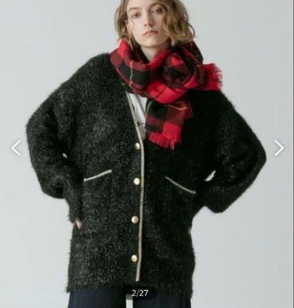 【新品タグ付き】完売品✨️アルアバイル シャイニー フェザー カーディガン 黒