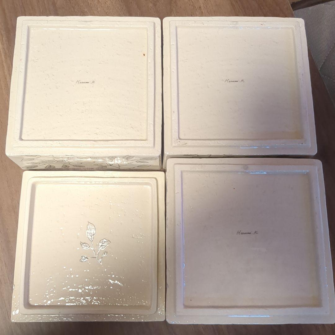 【晴海四方】栗原はるみさん 重箱3段 陶器　蓋物 角小鉢 蓋付き 正方形