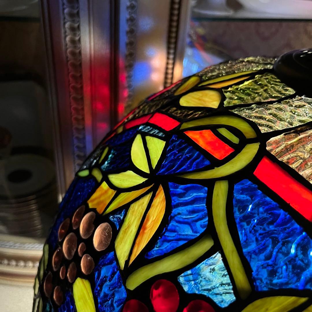 新品未使用　特大　ステンドランプ　ステンドガラス　ブドウ　葡萄　卓上ライト　開運