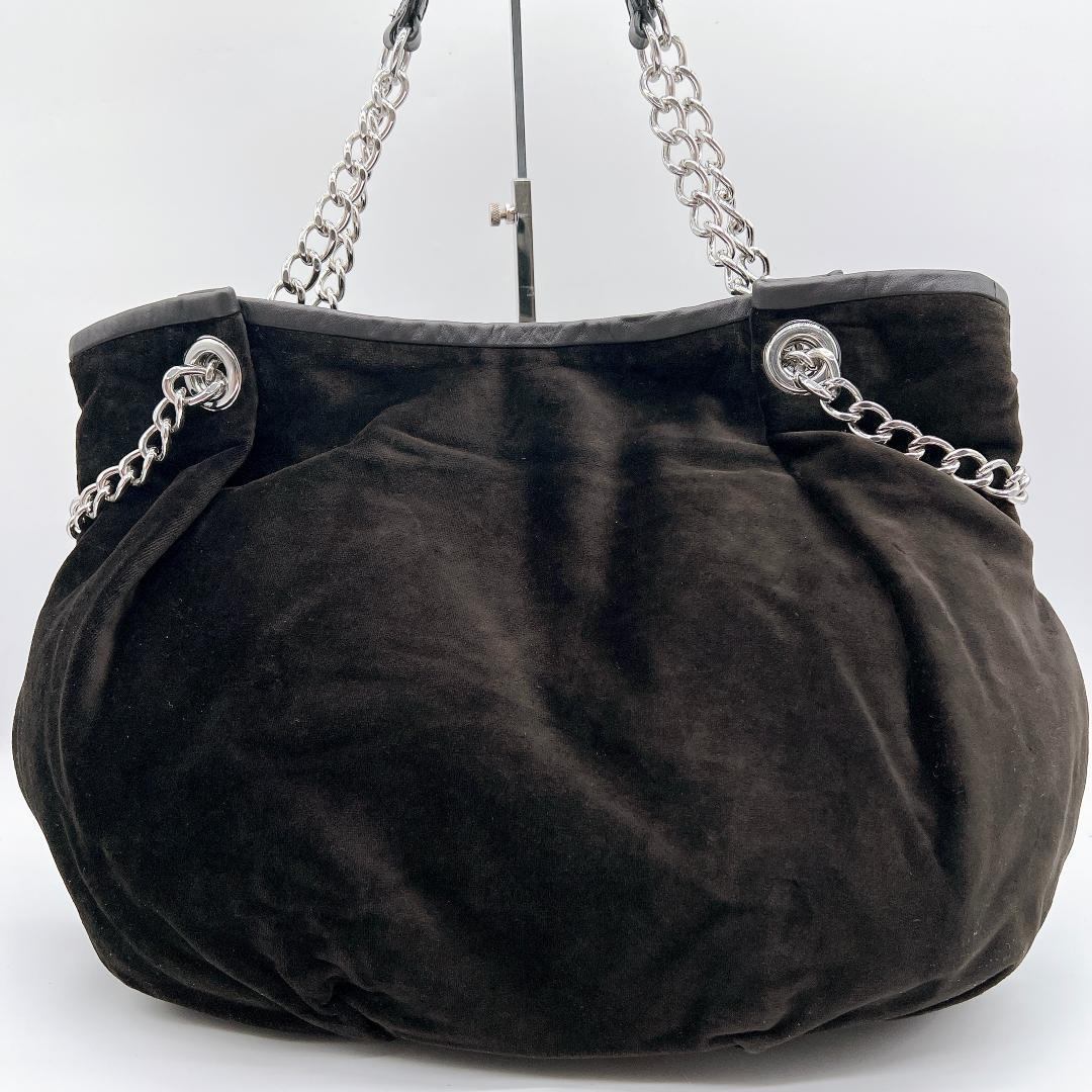 JUICY COUTURE ベロア チェーン トートバッグ 黒 Y2K e651