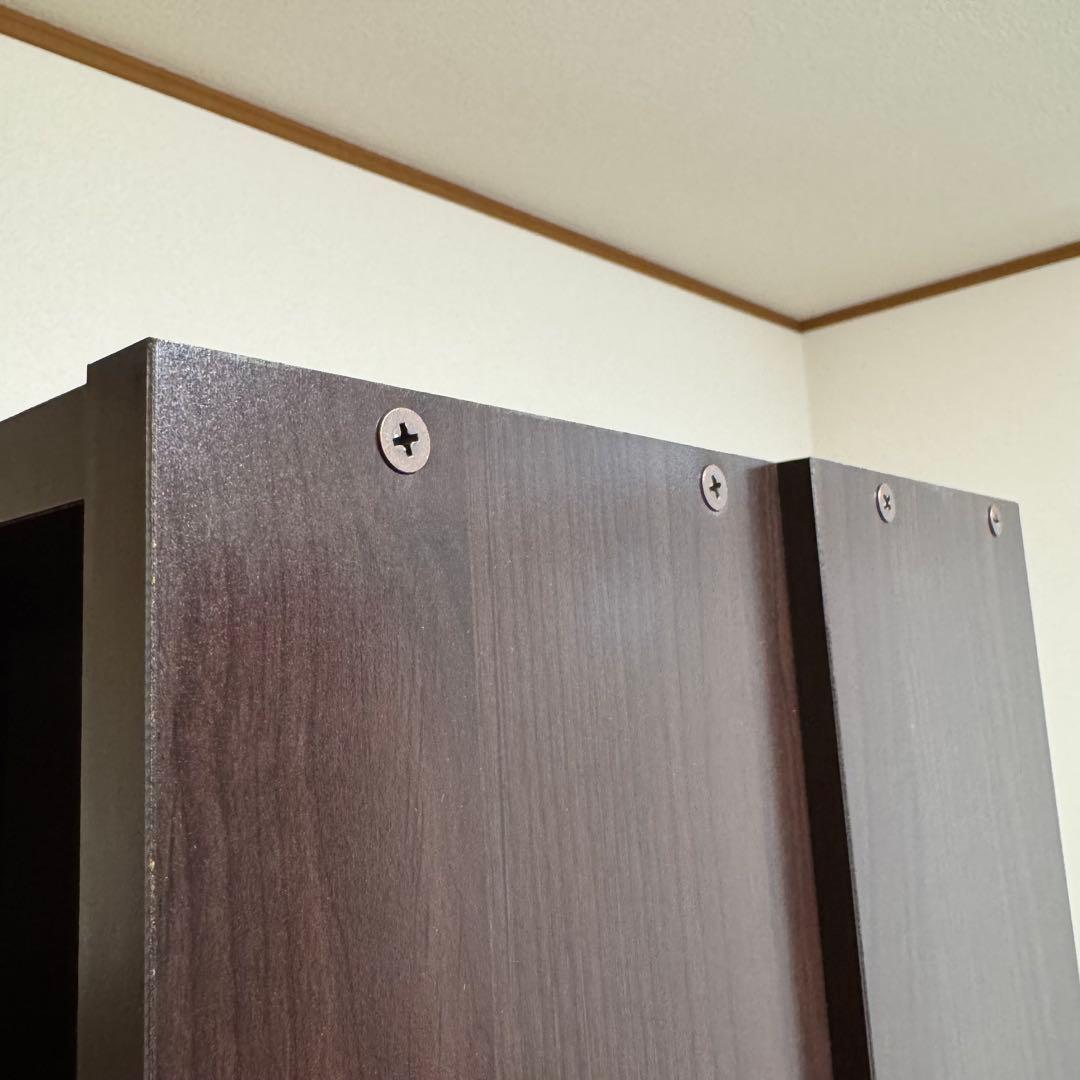 日本製 ぼん家具／木製スライド本棚 漫画 DVD 隙間 引き出し棚×2収納ボード