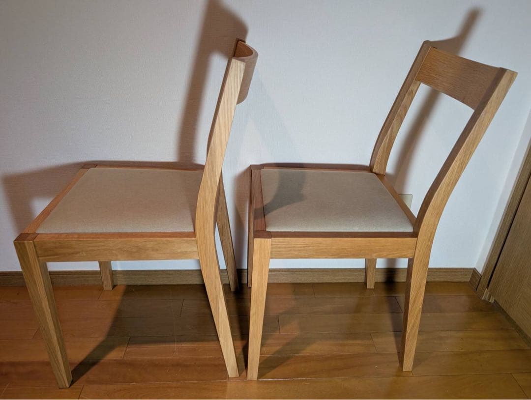 ■送料込■無印良品 オーク材 ダイニングチェア 綿平織 椅子 イス 廃盤品