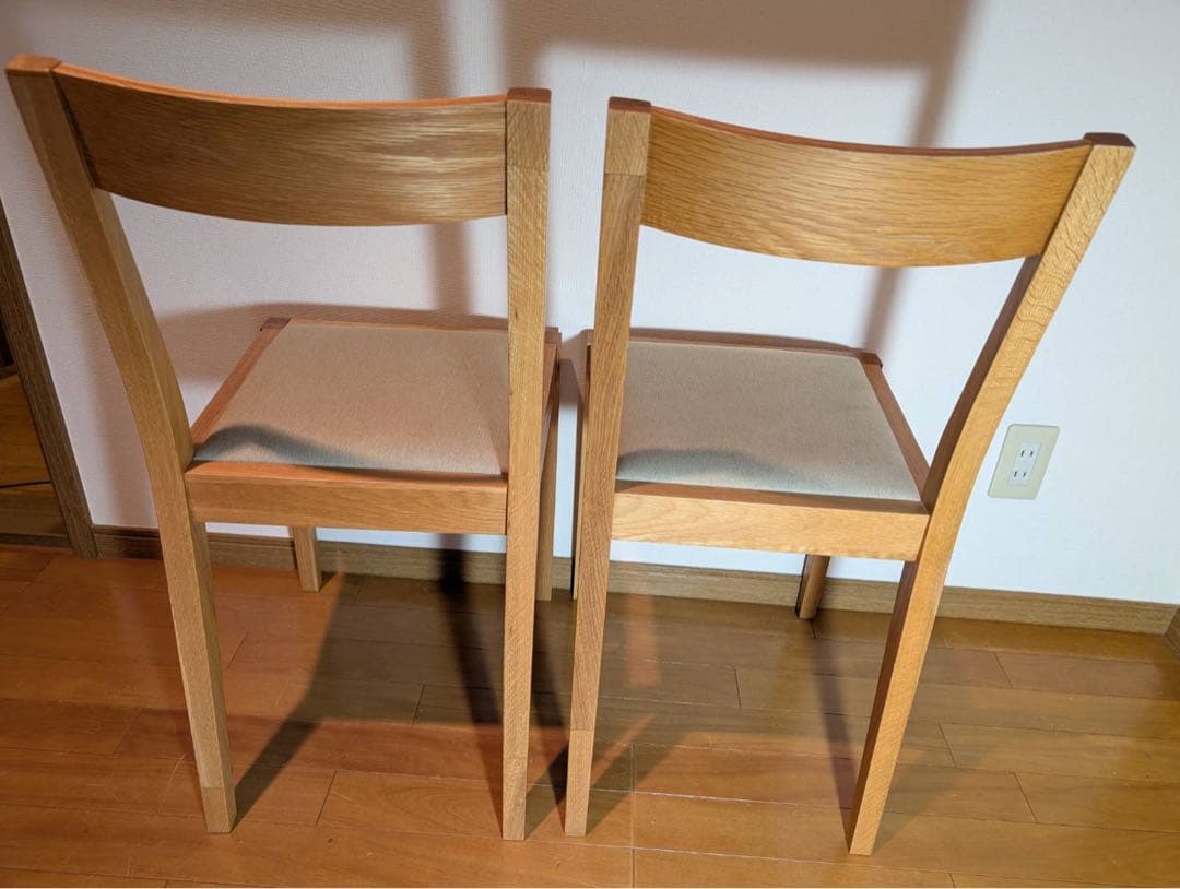 ■送料込■無印良品 オーク材 ダイニングチェア 綿平織 椅子 イス 廃盤品