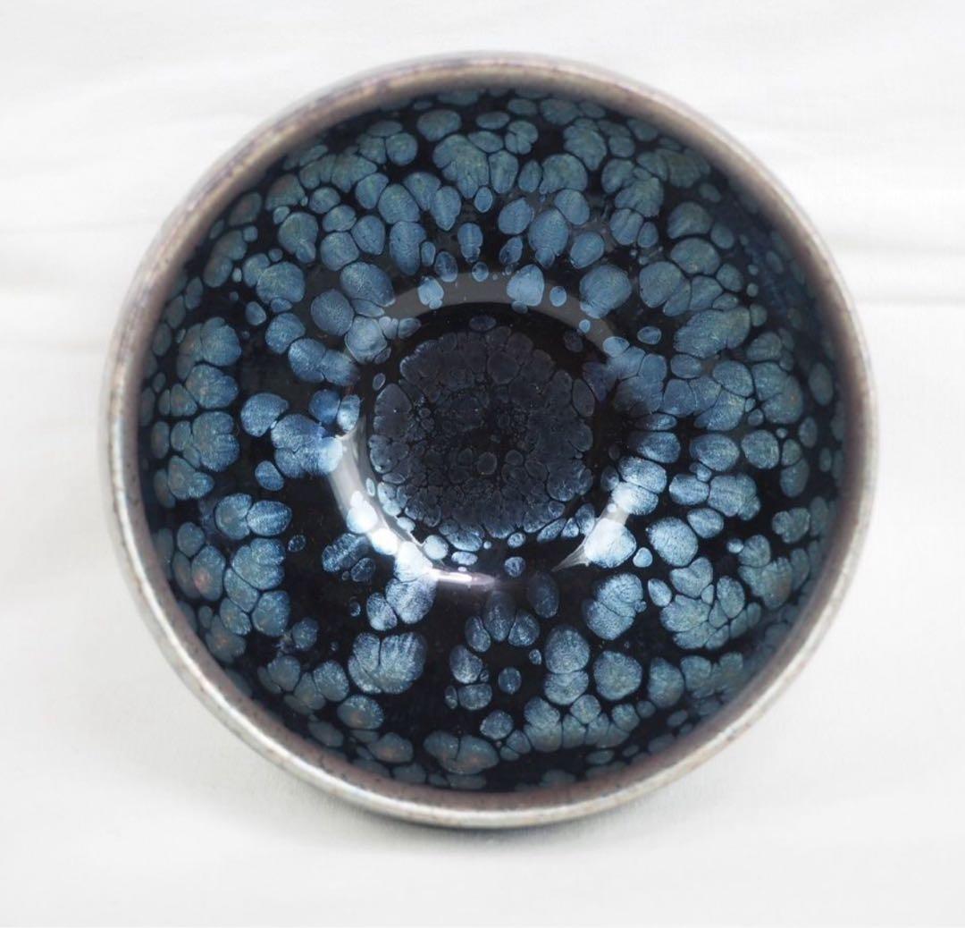 送料無料　建窯建盞 『周郡星』造 油滴建盞2客 天目茶碗 曜変天目証明書付・共箱