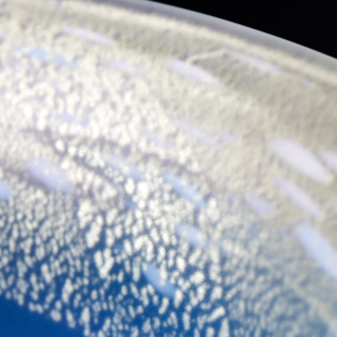 黒木国昭 アートガラス マリンブルーボウル 21cm 栞 箱付 美品