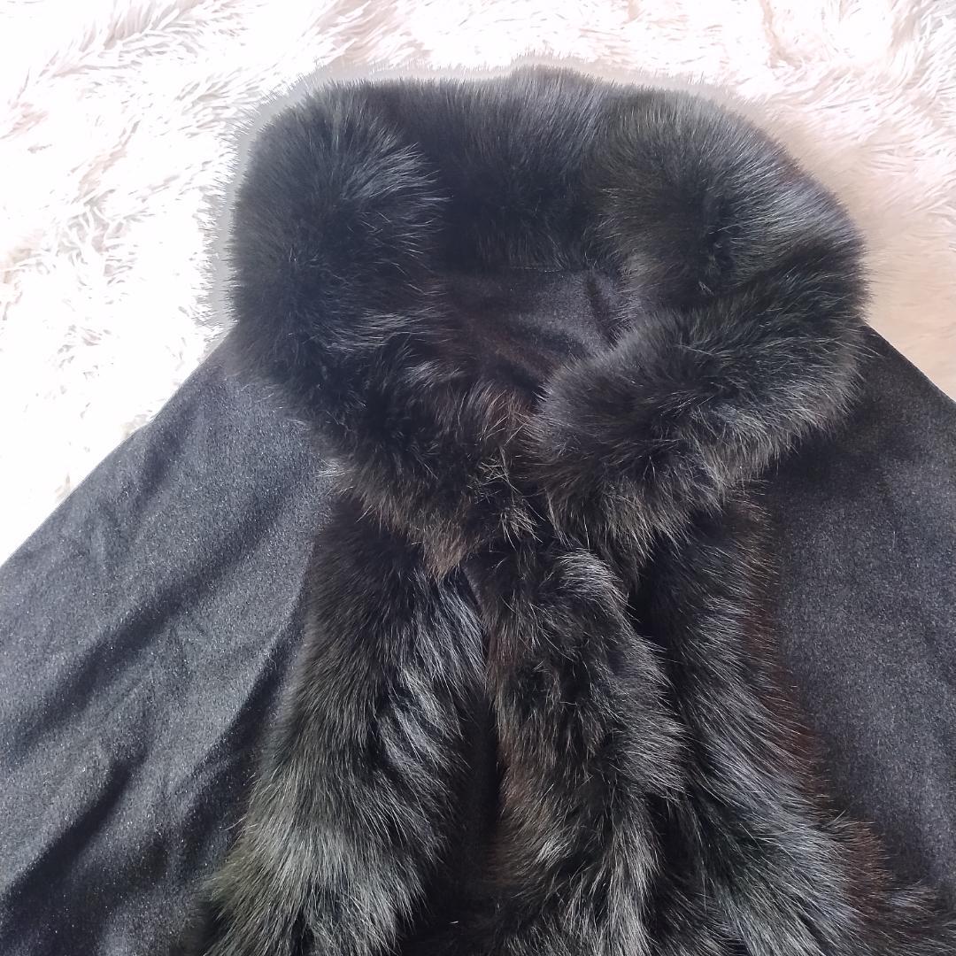 【未使用級】SAGA FURS カシミヤ ポンチョ 2way ブルーフォックス