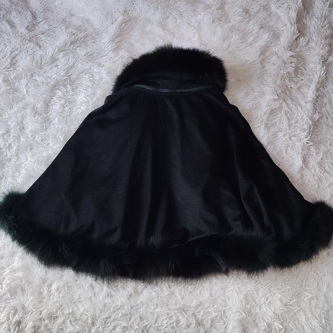 【未使用級】SAGA FURS カシミヤ ポンチョ 2way ブルーフォックス