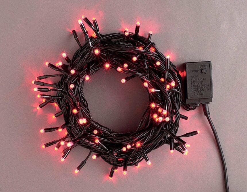 LRKストレートライト100球 ブラックコード【LRK100】白・赤色4セット