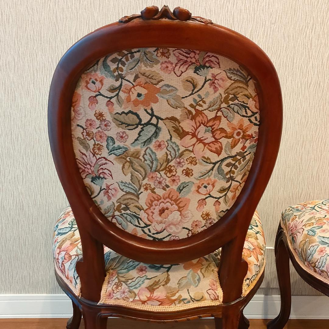 アンティークチェア　猫脚　ロココ様式　ダイニングチェア　2脚セット