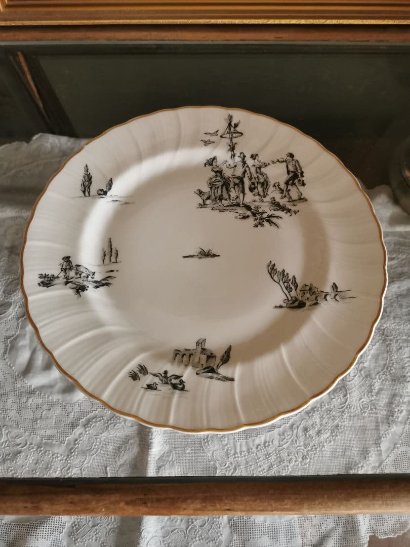 最終1枚☘ヴィンテージ リモージュ ベルナルド トワルドジュイ柄ウェーブφ25㎝