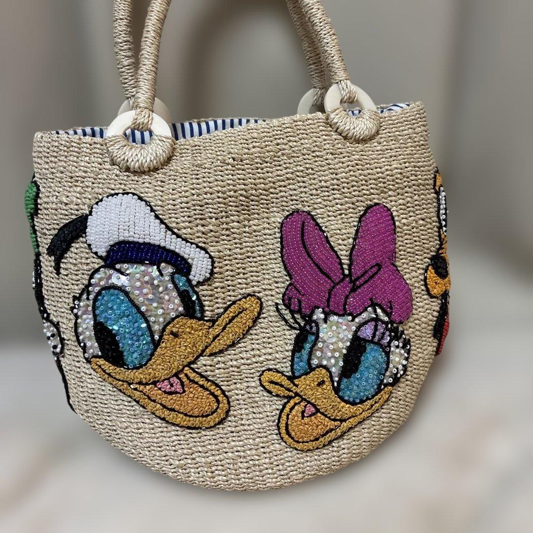 け*マ様 ディズニー　BEAMS ビーズ刺繍 かごバッグ
