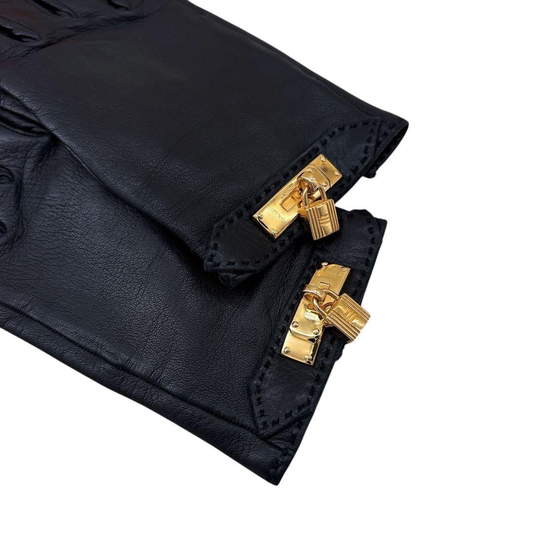 HERMESエルメス レザーグローブ 手袋 カデナデザイン 鍵付き サイズ6