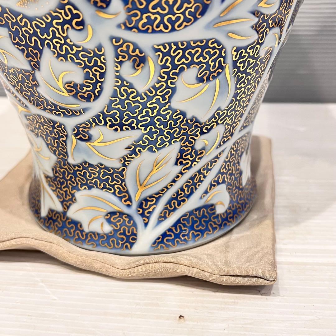 美品　美術品　牡丹彫刻外金　花瓶　深川製磁　花器　インテリア　コレクション