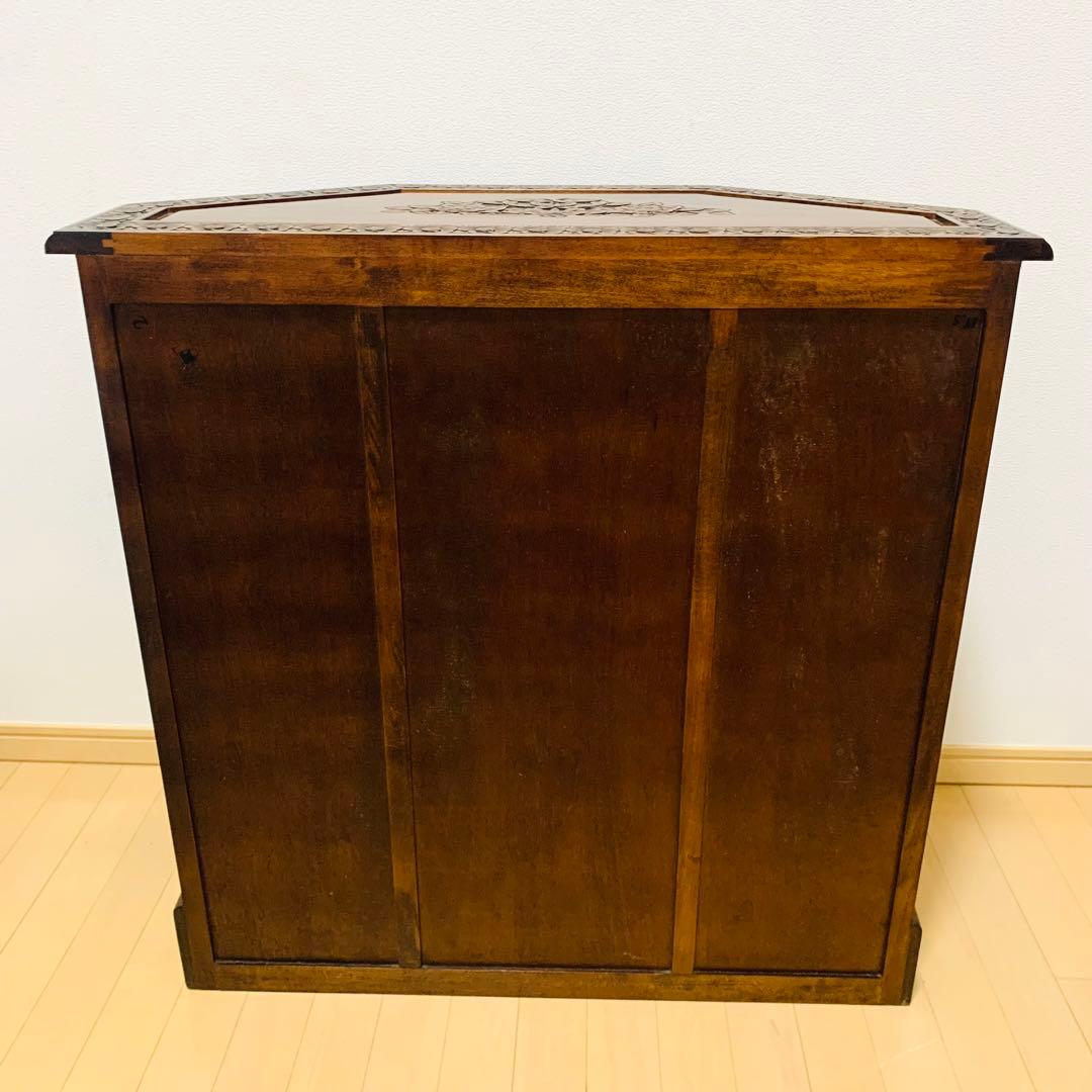 木彫刻 チェスト 引き出し 4段 サイドボード キャビネット アンティーク調