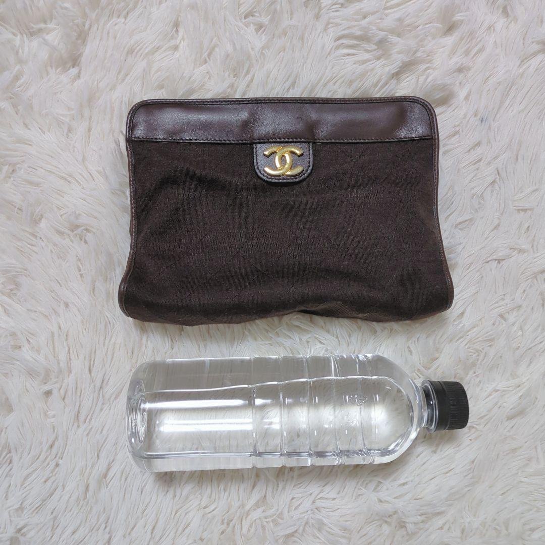 【美品】シャネル☆CHANEL クラッチバッグ ココマーク コットン ブラウン