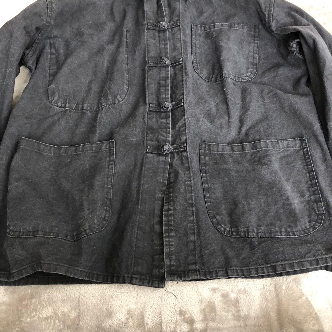 Shanghai チャイナシャツ　フェードブラック墨黒　カンフーシャツシャンハイ