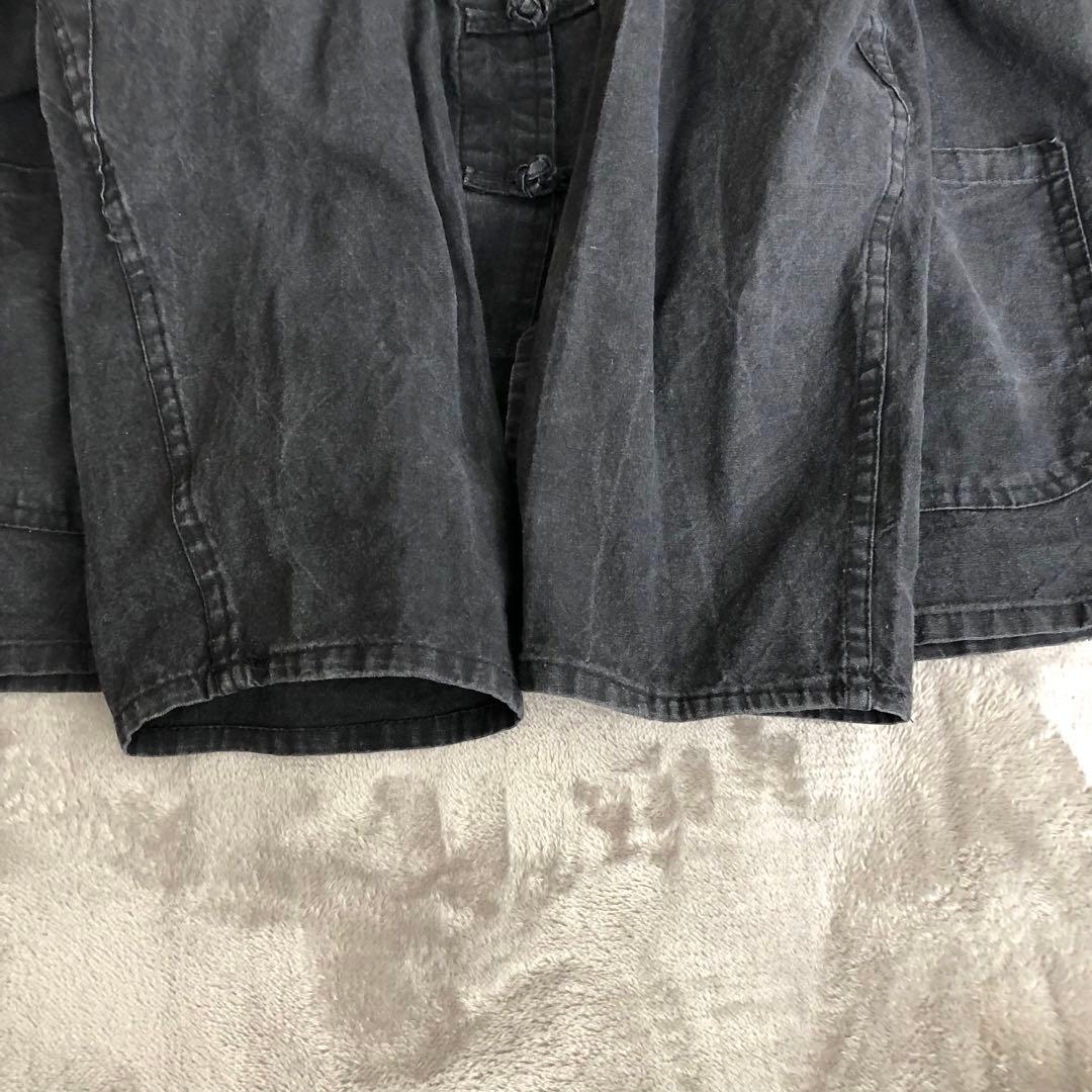 Shanghai チャイナシャツ　フェードブラック墨黒　カンフーシャツシャンハイ