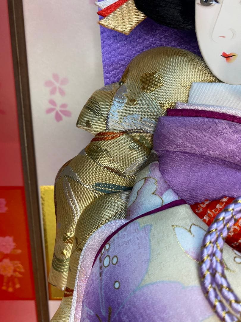 羽子板　立体振袖　ガラスケース１５号・サイズ間口約３２×奥行約２８×高さ約６３㎝