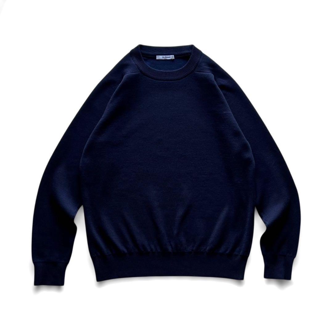 【美品】SLOANE/12Gダブルフェイス天竺クルーネック/ネイビー
