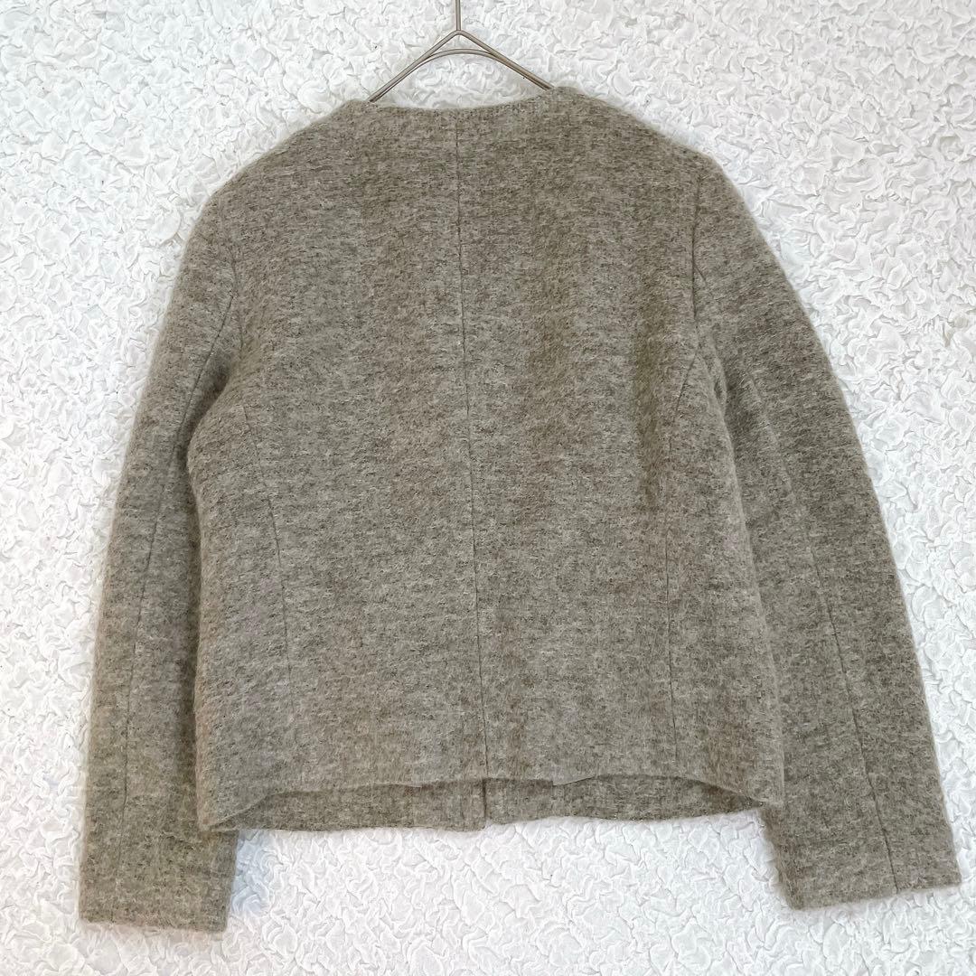 新品✨【23区】ノーカラージャケット　ベージュ　モヘヤ毛　薄手　ショート　羽織