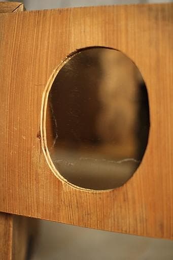 古い木製のガラス戸棚×ミラー付き戸棚×木製小引き出し　古家具　古民家　時代家具