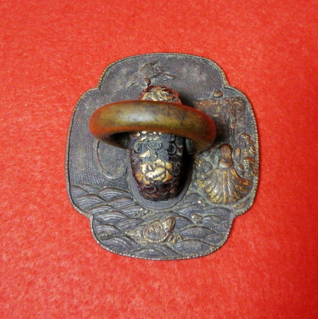 年代物/傑作品！　南部鉄瓶/角形竜紋様　蓋・鐔/摘み・頭/双方魚子地　茶道具