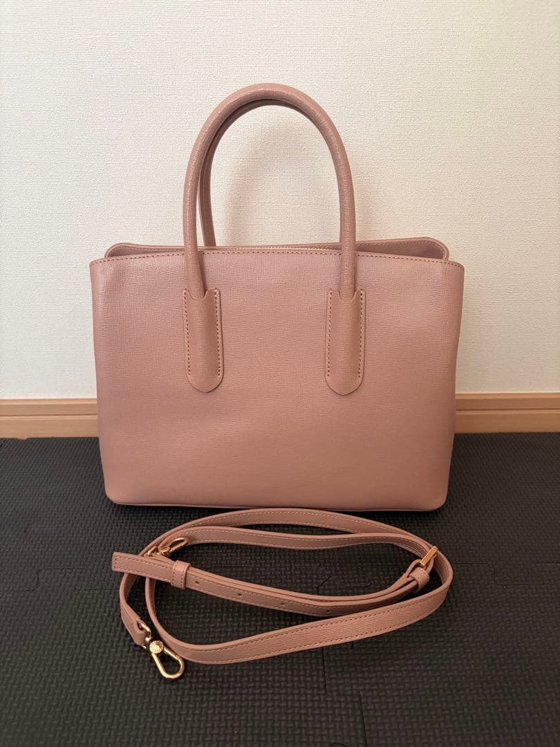 【美品】FURLA ピンクベージュ2wayバッグ