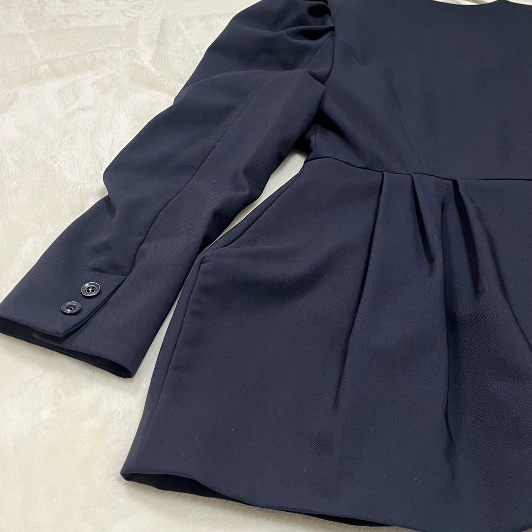 美品✨regleam ノーカラージャケット　ペプラムジャケット M ネイビー