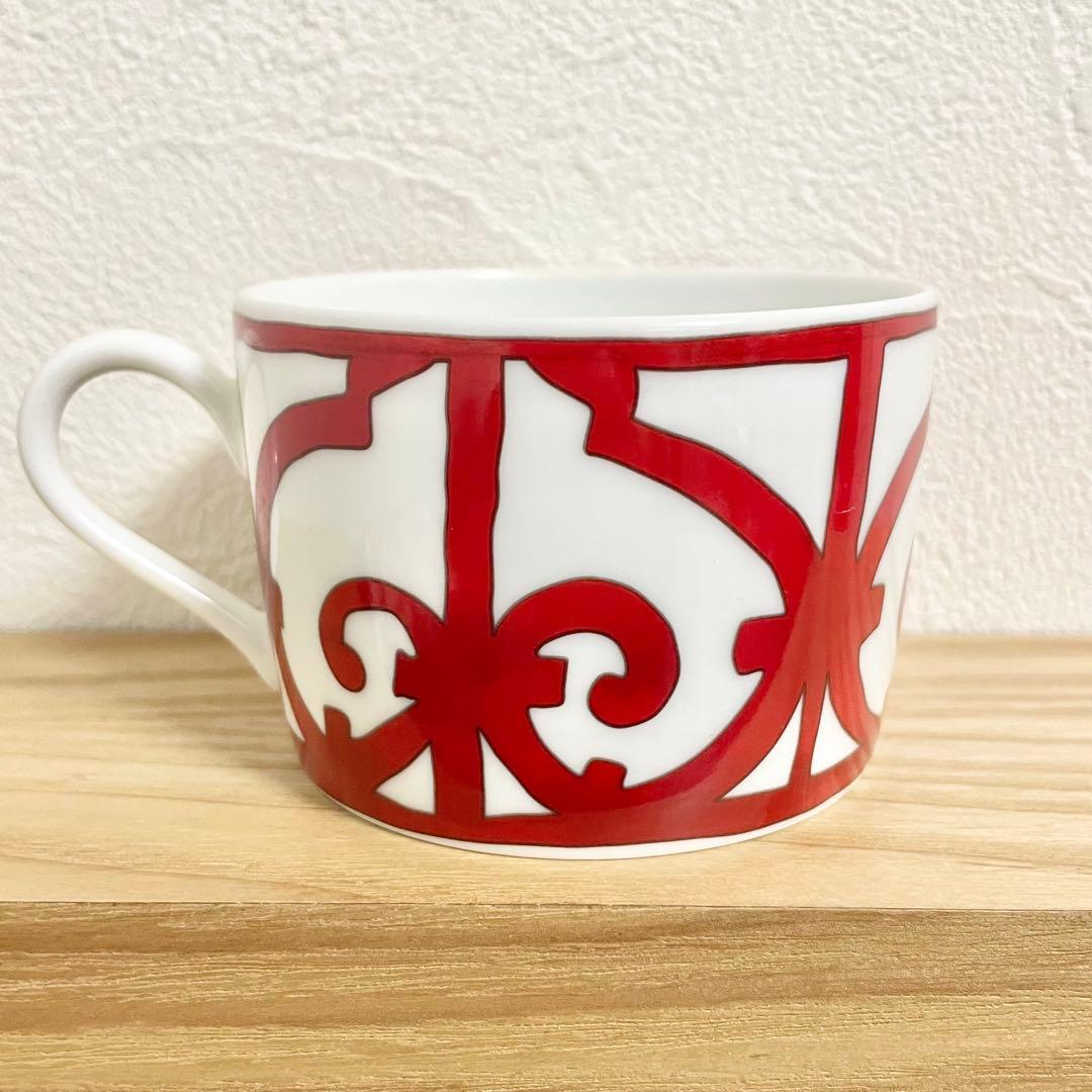 HERMES エルメス ガダルキヴィール スクエアプレート + マグカップ 赤色