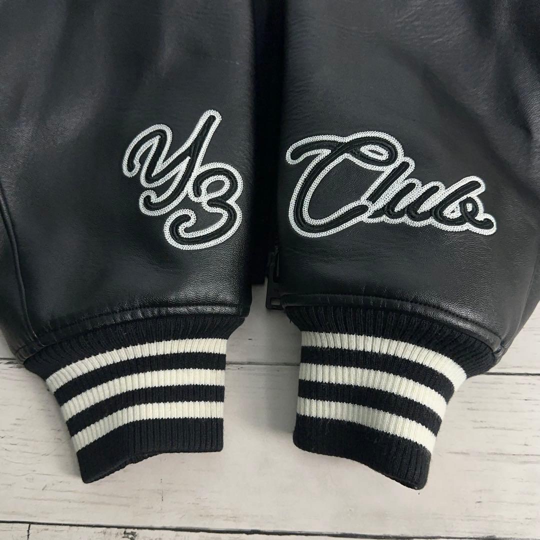 11937【美品・XLサイズ】Y-3 刺繍ロゴレターマンジャケット　スタジャン黒