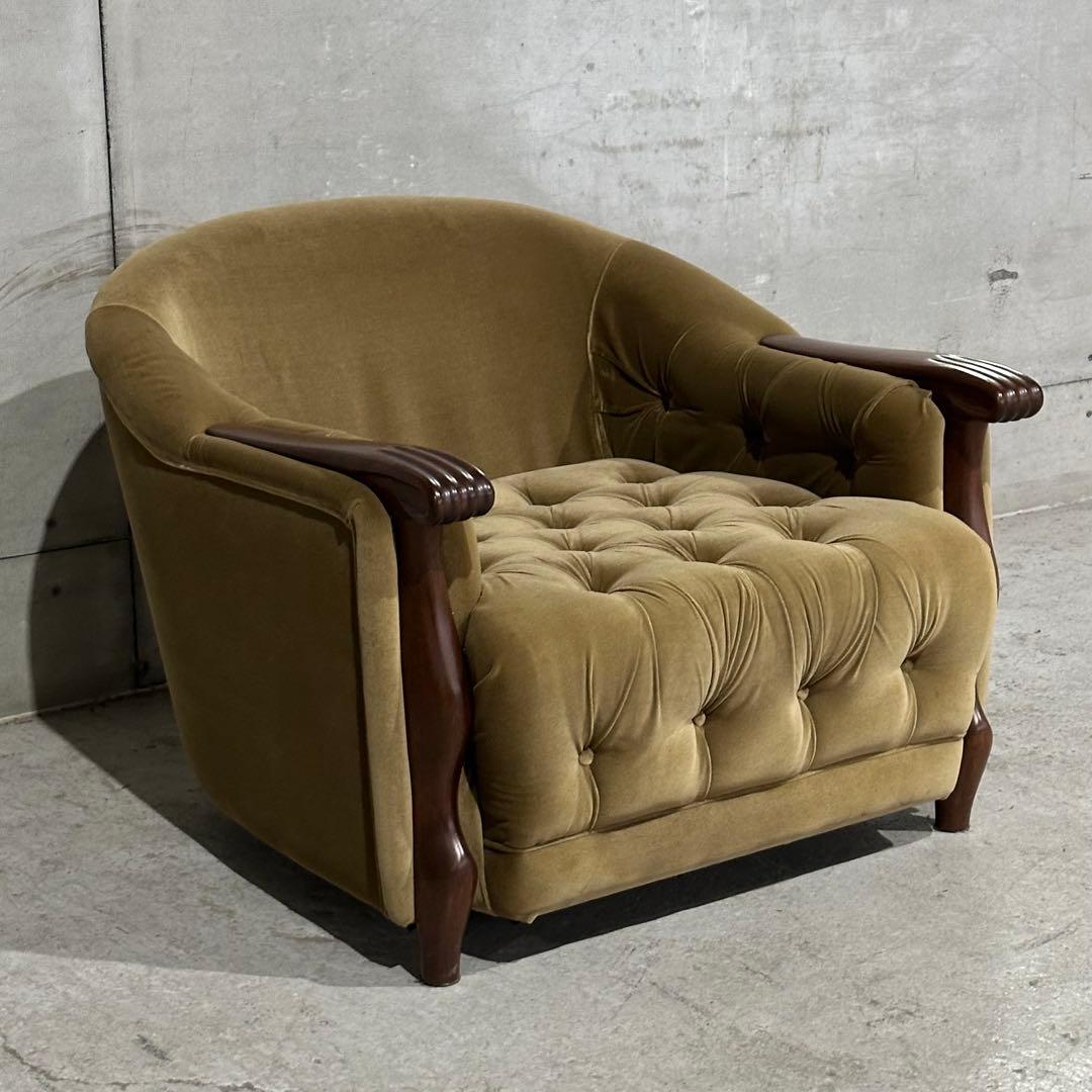 ✦70s✦昭和レトロ Maruni マルニ アームチェア 木製×ベルベット