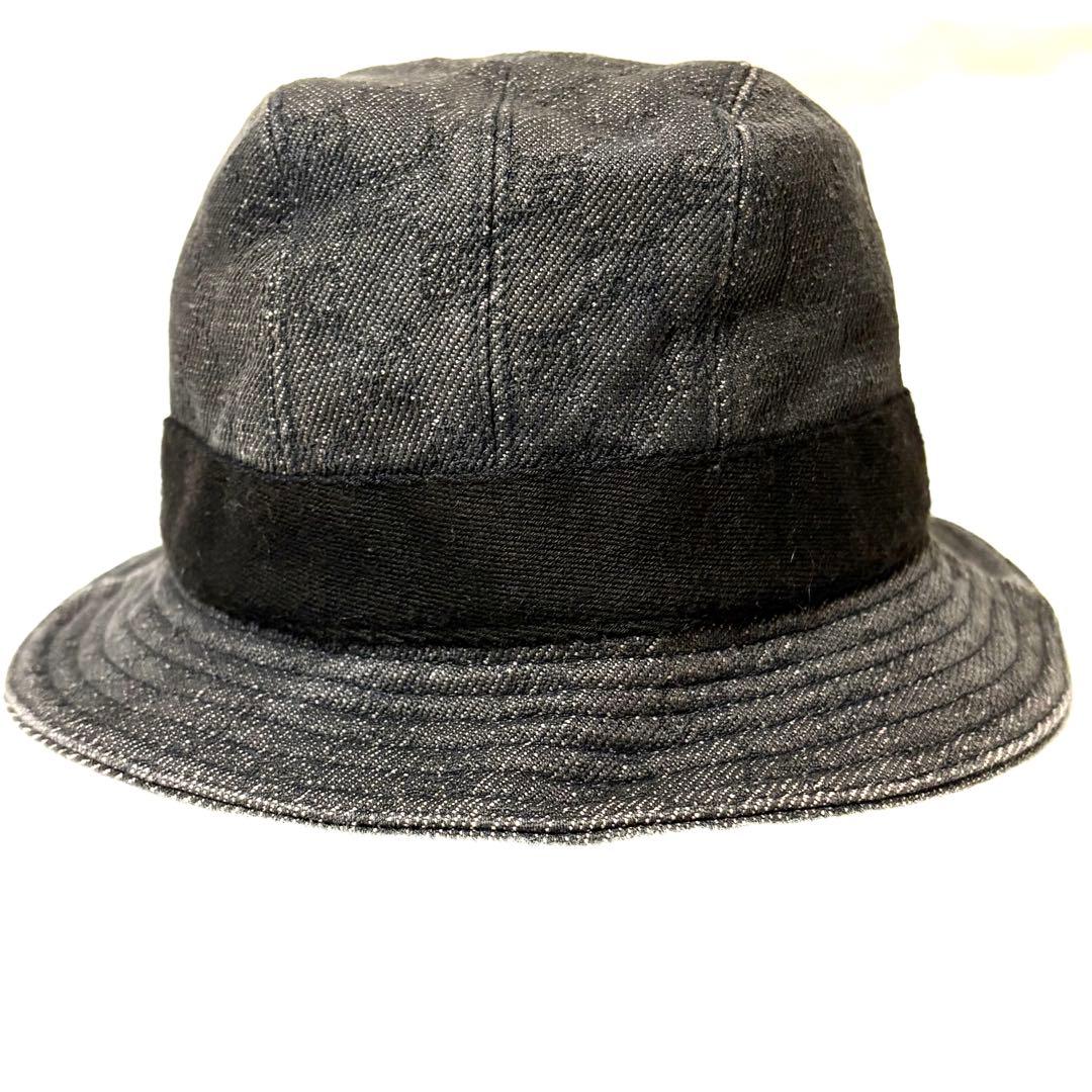 【美品】GUCCI バケットハット　Mサイズ　GG柄　帽子　ロゴプレート　レア