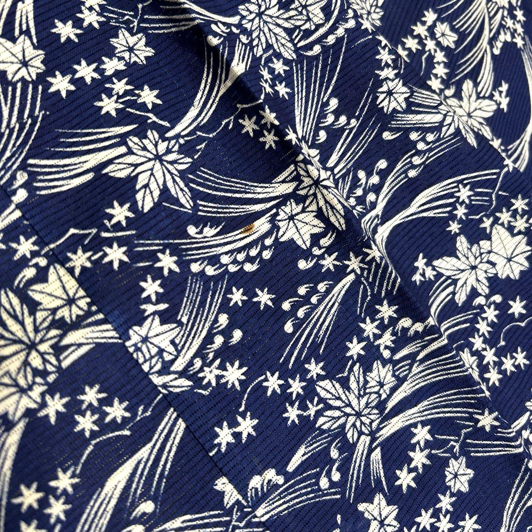 綿絽の浴衣　《藍　波　葉》