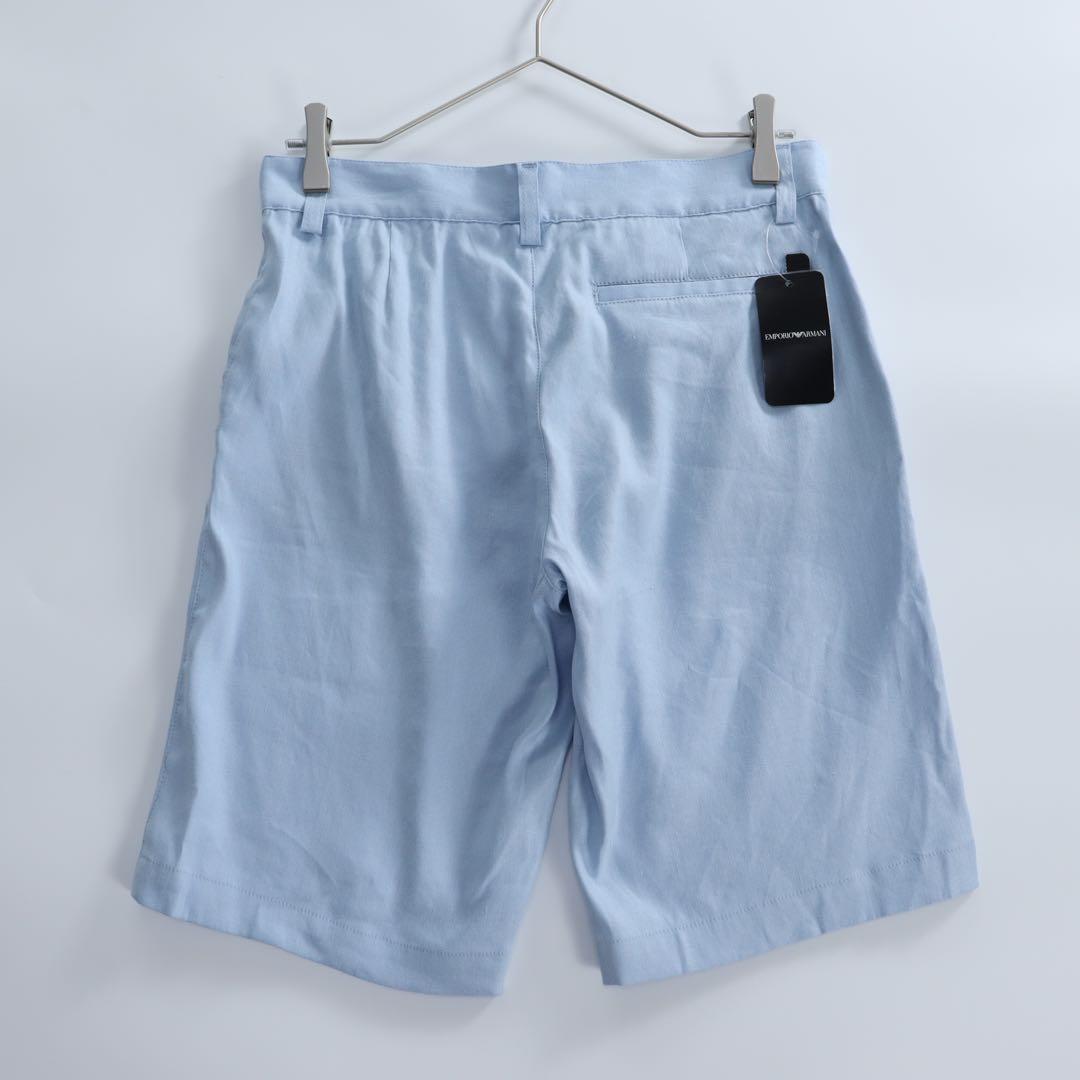 未使用　アルマーニ　麻　春夏セットアップ　スーツ　メンズ　ハーフパンツ　水色