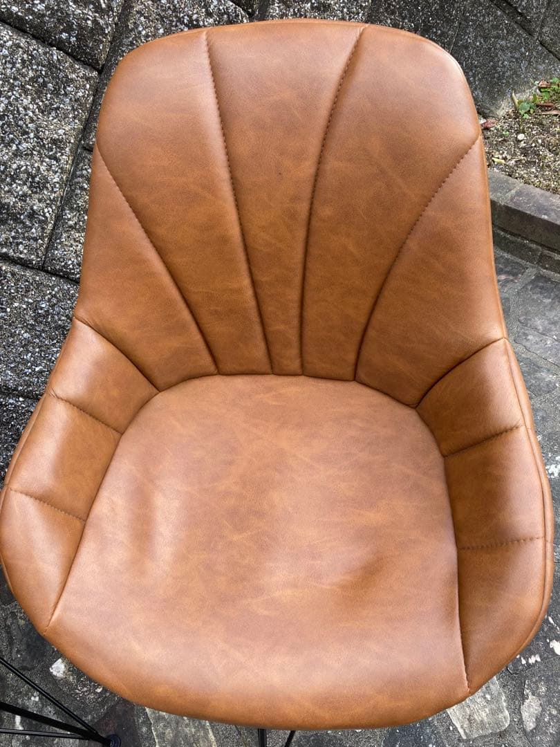 タンスのゲン回転式 ダイニングチェア 肘付 座面高45cm ブラウン　2脚セット