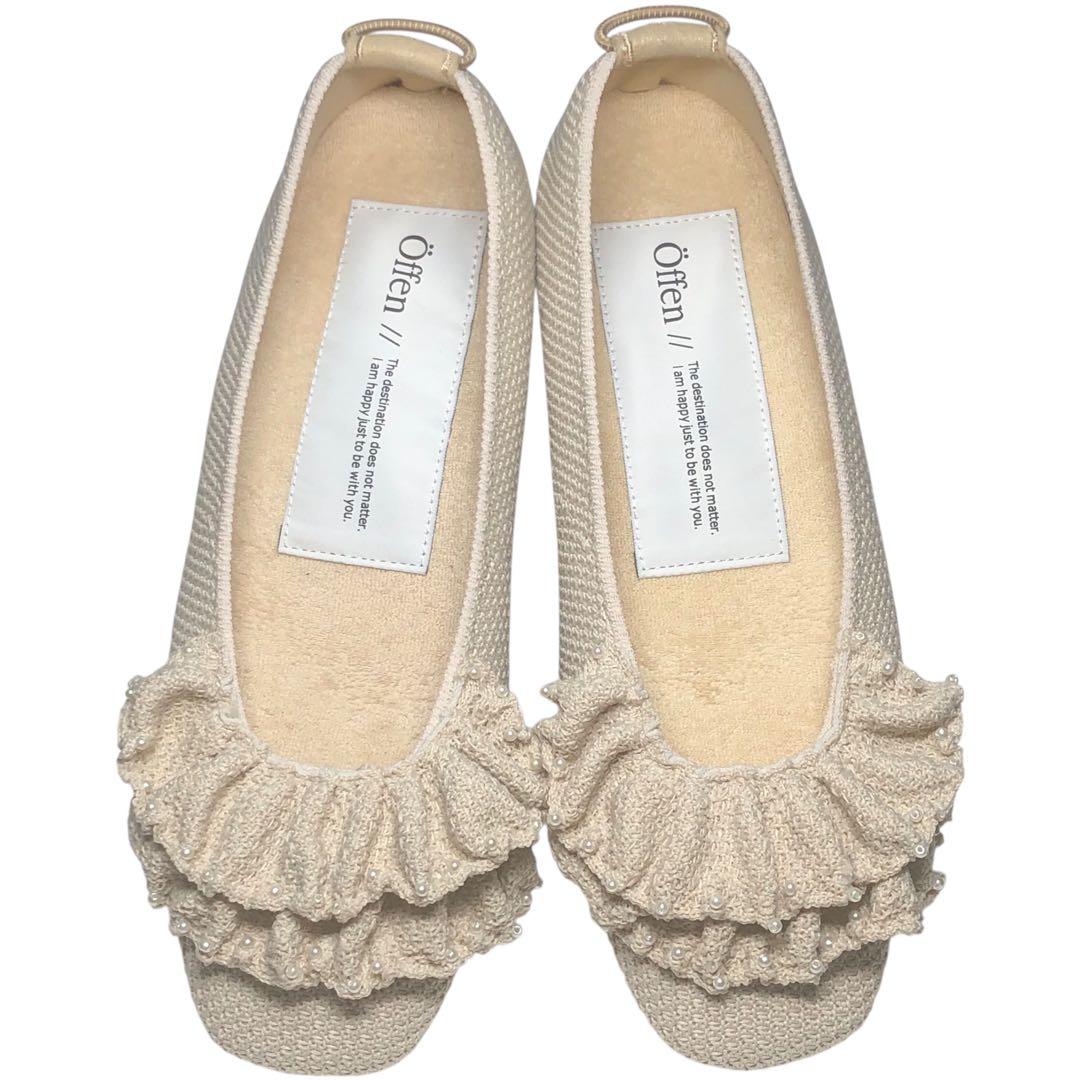 極美品 Offen オッフェン square-SHELL フラットパンプス