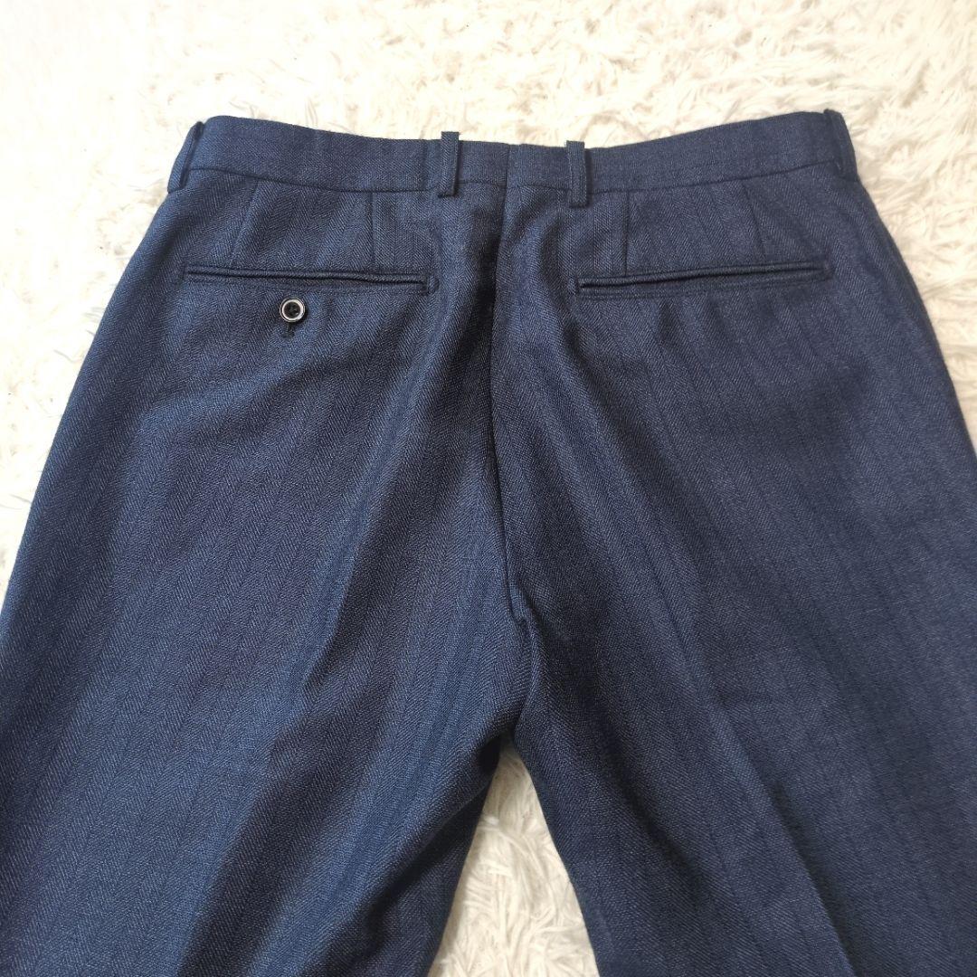 スーツセレクト　スリーピース　スーツセットアップ　ネイビー　ヘリンボーン　A5