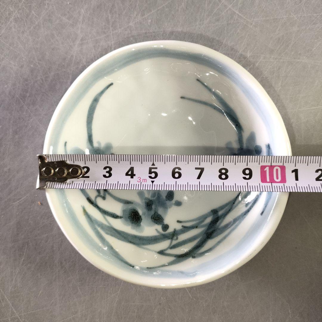 A1238-5/有田焼/青木龍山 作/染付花草文小鉢5客/共箱/向付/懐石道具/