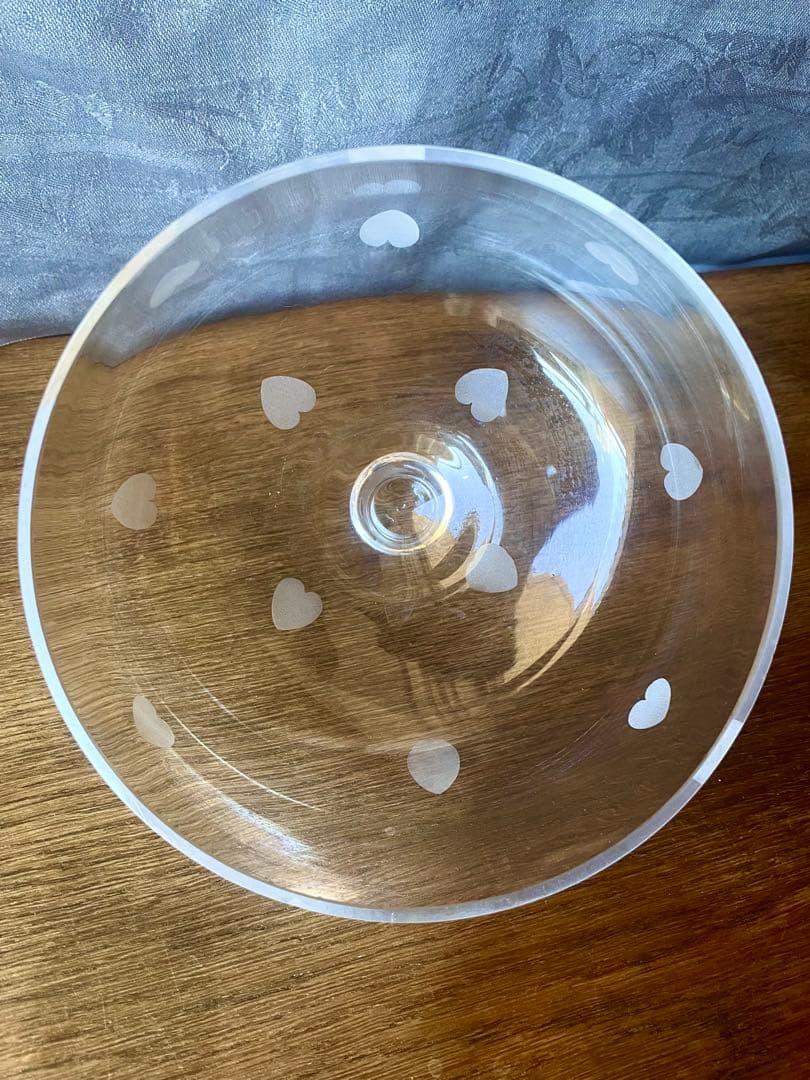 吹きガラスコンポティエ&ドームカバー　フランスアンティーク ケーキスタンドハート